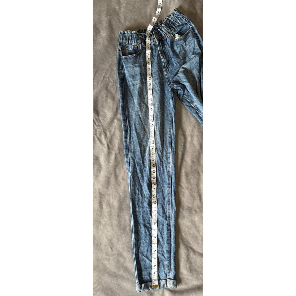 SHEIN Tall High Waisted Paperbag Mom Jeans Blue Medium Wash Small - Picture 4 of 4